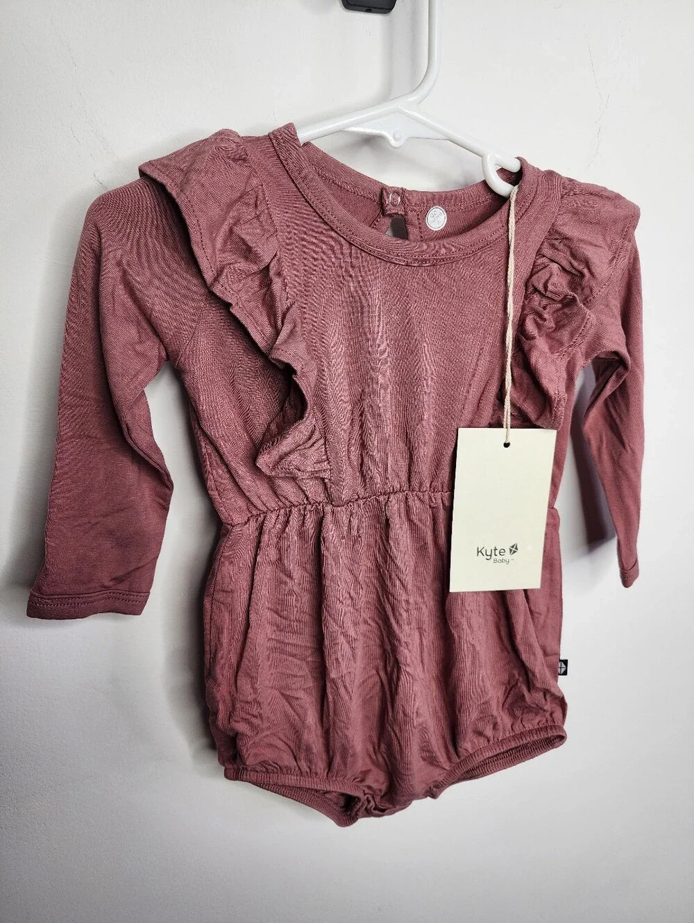 *TWO* Kyte BABY Dusty Rose and Midnight Poppy Ruffle Long Sleeve Romper